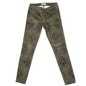 Paige Verdugo Ultra Skinny Jeans – Green Paisley Print – Size 27